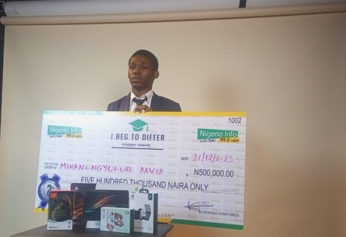 New Hall David Minanengiyeofori Wins First Runner-Up at Season 6 of Nigeria Info I Beg to Differ Tournament